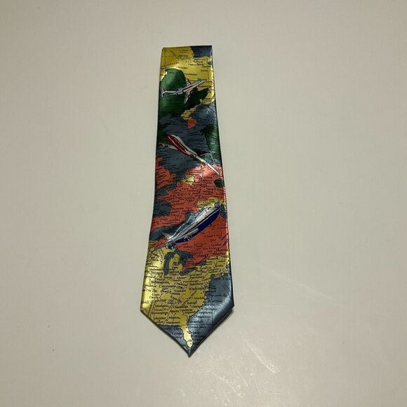 100% Silk NWOT World Map Tie by Kai Long. Teacher, historian, geography - Picture 5 of 9